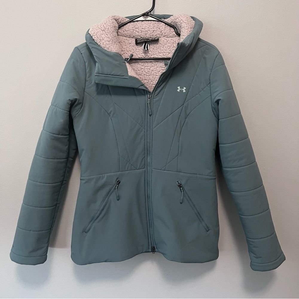 Under Armour Coldgear Quilted Sherpa Lined Hooded Jacket Size M